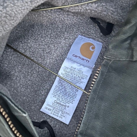 Vintage Carhartt Mens XLT Hooded Jacket Coat Full Zip Workwear Canvas Black - Picture 2 of 4